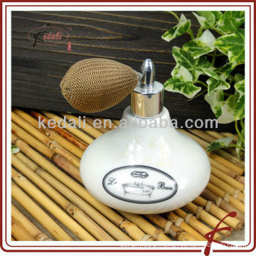 white glaze decal ceramic vintage perfume atomizer